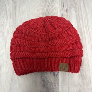 C.C Hat Women’s OS Red‎ Ribbed Knit Beanie